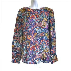 J. MCGLAUGHLIN Silk Blend Long Sleeved Paisley Print Blouse Sz Small